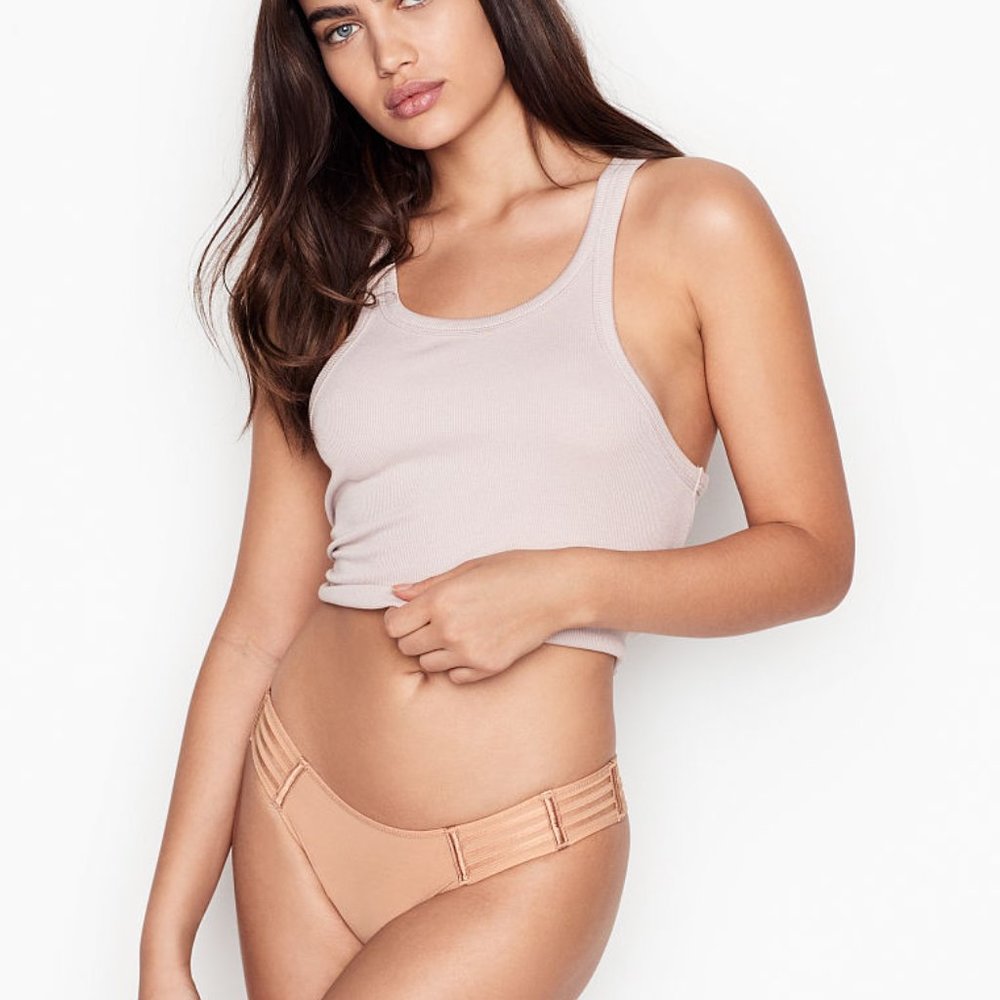 VS XL Mesh Cheekini Panty Champagne NWT Cheeky Cheekies Panties Underwear Mesh - Picture 3 of 5